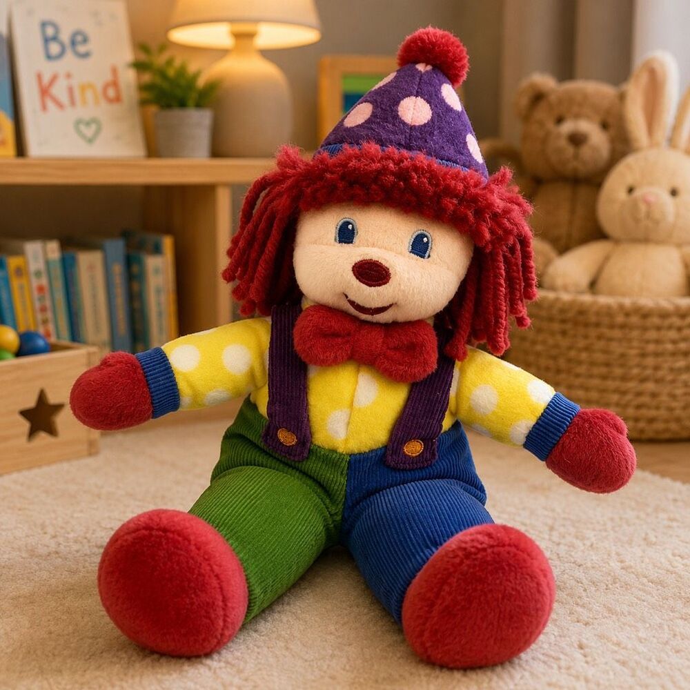 Gymboree Clown Plush 11” Inch Primary Colors Stuffed Animal Toy Gymbo 2006